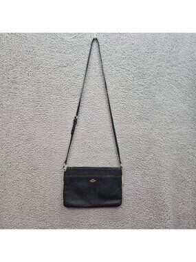 Coach Black Leather Crossbody Bag With Gold Hardware & Adjustable Strap